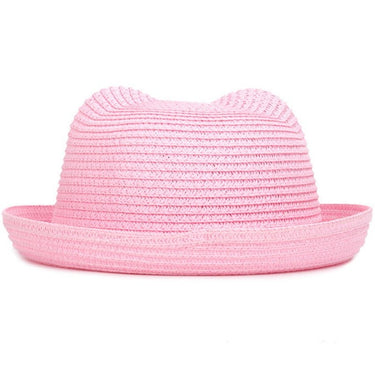 chapeau paille bebe rose